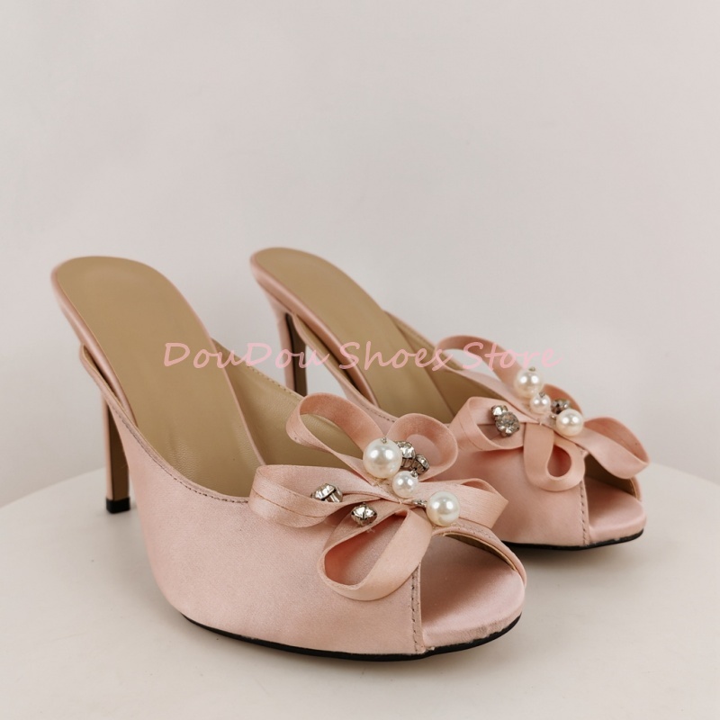 Pink Satin Bow Pearl Rhineston - Slip Dress Satin review and price